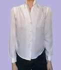 Vtg 70s White Blouse W  Pearl Button   Puff Sleeves Size Small By At Once 