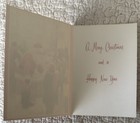 Unused Christmas Santa Talk People City Street Vintage Greeting Card 1950s 1960s