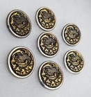 Antique Bird Nest Ivy Picture Buttons Set Of 7 Brass Metal 11 16   7