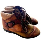 Vintage Colorado Women   s Leather Ankle Boots Size 8 Brown Lace Up Buckle Boho