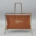 1960   s Vintage Gold Wire Brown Letter Holder Retro Mcm