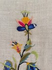Vtg Jacobean Floral Crewel Embroidery Butterfly Blue Bird Framed Leeward
