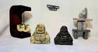 2 Buddhas 1 5x1 5 Inch Thick Crazy Lace Agate And Black Obsidian Crystal Carving