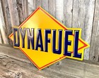 Dynafuel Sunoco Gasoline Gas Oil 20  Embossed Metal Steel Sign Garage Vintage