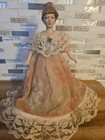 Vintage Porcelain Half Doll Pin Cushion Victorian Boudoir Dresser Lady Figurine