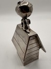 Snoopy Piggy Bank Flying Ace Doghouse Silver Plate Savings Bank Made By Lunt