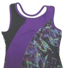 Danskin Now Biketard Leotard Bodysuit Bike Leg Silky Purple Geometric New Girl