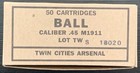 Twin Cities Arsenal Korean War Era M1911  45 Acp New Replica 50 Round Ammo Boxes