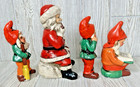 Rb Japan Santa And 3 Elf Gnome Christmas Colorful Chalkware Figurines Vintage