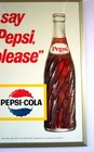 Pepsi Cola Soda Bottle Advertising Sign 1960s M-239 Made In Usa 12  X 8   1 4 