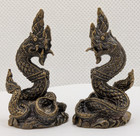 2 Naga Snake Serpent Dragon Phayanak Thai Buddhist Amulet Miniature Statues 1 7 