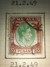 Malaya Penang Kgvi Definitives 1949   52  1  2  5 Album Page