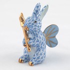 Herend  Fairy Bunny    Blue Fishnet W 24kt Gold     Vhb-16462  New   Mint   Box 