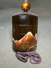 Japanese Makie Inro Mt  Fuji Design With Netsuke Antique Lacquer Carving Art