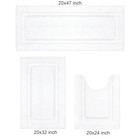  White Bathroom Rugs Sets 3 Piece  20 x32    20 x47  Non Slip Bath Mat And 