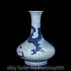 12  Old Chinese Qianlong Marked Blue White Porcelain Dragon Beast Bottle Vase
