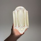 Antique Art Deco Milk Glass Ceiling Light Shade Floral Stencil 11    X 7 