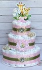 3 Tier Safari Diaper Cake Baby Shower Girl  Jungle Safari Diaper Cake
