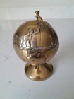 Vintage Mcm Solid Brass Globe Spinning World Earth Planet 5 25  Desk Paperweight