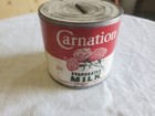 2-1 4  Tall Metal Can Coin Bank Carnation Evaporated Milk Dairy Paper Label