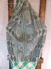 Mexican Shawl scarf Green And White  87 Inches Long 25 Wide