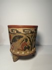 Vintage Pre-columbian Inca Three Faced Footed Hand Made Clay Vessel 