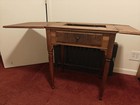 Antique Work Table Sewing Machine   Stand   Belly Drawer Drop Desk Wood   Singer