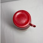 Vintage Thermos Vacuum Bottle 2434 Quart Size Brown Yellow Grid Red Cup Lid