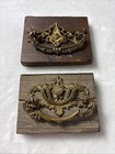 Pair Antique Victorian Ornate Brass Drawer Pulls Handles Rococo Hardware