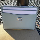 Coach Refined Calf Leather Essential Card Case Silver light Blue  75