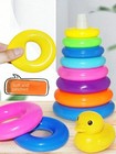 Rainbow Stacked Circle Toy Yellow Duck Kids Stacking Game Educational Fun Gift