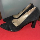 St  John Vintage Black Suede Criss Cross Cutouts Leather Heels Pumps Size 9 B
