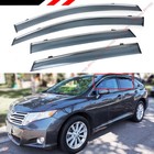 For 2008-2016 Toyota Venza Clip On Smoke Tinted Side Window Visor W  Chrome Trim