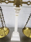 Vintage Giuliani Creation Brass  White Marble Balance Scales Of Justice