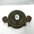 Vintage Ormolu Filigree   Glass Lidded Vanity Box Intricate Removable Pedestal