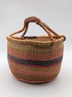 Large African Bolga Ghana Market Basket 13  Tall Multicolor As Is