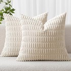  Pack Of Corduroy Decorative Throw Pillow 16  X 16   pack Of 2  2 Cream White