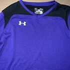 Under Armour Heat Gear Youth Large Purple Black Stripe