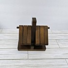 Vtg Wood Cork Coasters Set Of 6 With Holder Hanging Mid Century Mcm