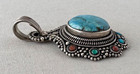 Sterling Silver   Turquoise Southwestern Design Pendant z435