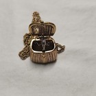 Mfa 1995 Gold Tone Solid Perfume Locket Basket Pendant Necklace
