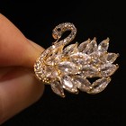 Silver Tone Swan Brooch  Sparkling Cubic Zirconia Inlaid Lapel Pin women Jewelry