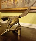 Large 20  Cast Brass Eagle On A Branch Sculpture Vintage Bird Statue