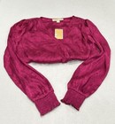 Michael Kors Women s Long Sleeve V-neck Surpal Top  Deep Fuchsia  Size S