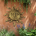 Cast Iron Sun Face Rays Wall Decor Heavy Duty Rustic Antique Gold Patina