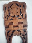 Hand Carved Wood Folding Book Stand Bible Holder Collapsible Vintage