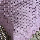 Newly Hand Knitted Diamonds Stitch Pink Baby Shawl  Blanket Measuring 31    X 31   
