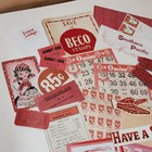 35 Pc Red Junk Journal Paper Pack Vintage Paper Ephemera Lot Tickets Labels A