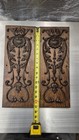 Antique French Carved Cupboard Door Panels 17 x6  Pair W  Hinges