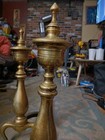 Vintage Brass And Cast Iron Fireplace Andirons
